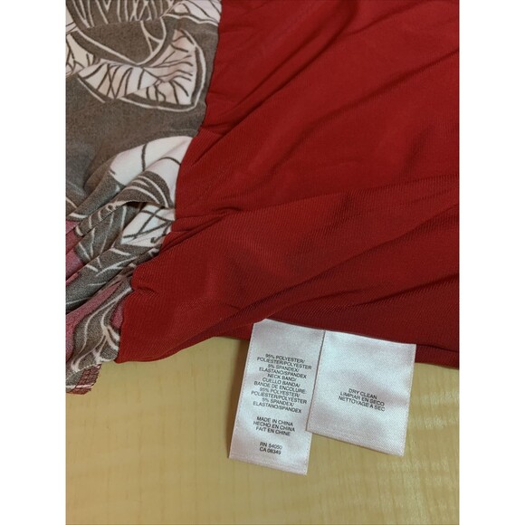 Jones New York Dress maxi Long 8 medium red brown floral blouson red wood Beads - Picture 10 of 12